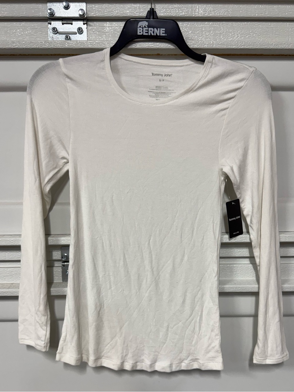 Tommy John Women's Micro Rib Long Sleeve Tee White Small New